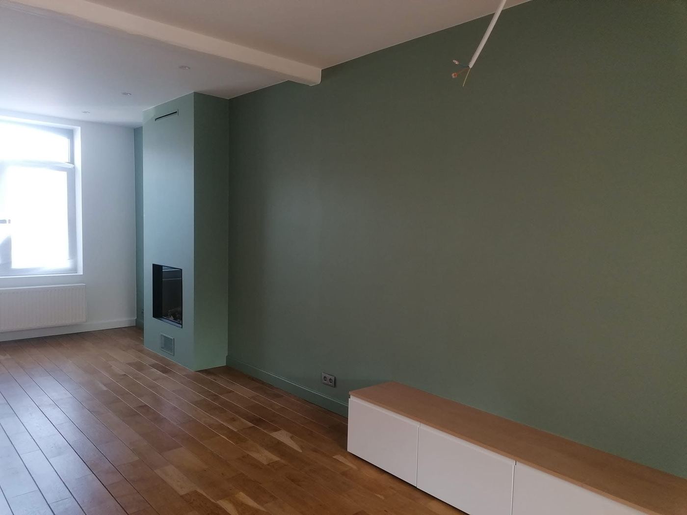 Salon repeint vert sauge