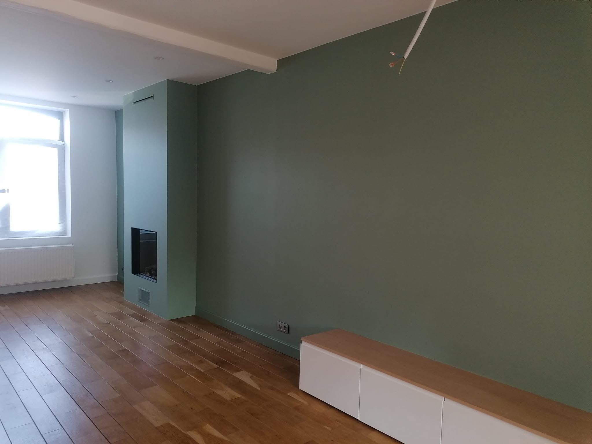 Salon repeint vert sauge